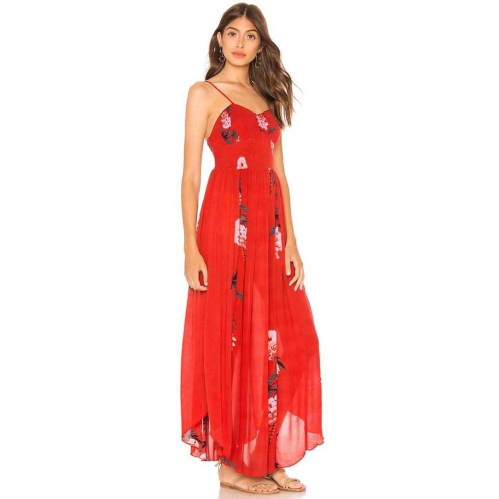 NWT Free People Beau Smocked Printed Slip Midi Dress-sz Medium - Picture 2 of 12